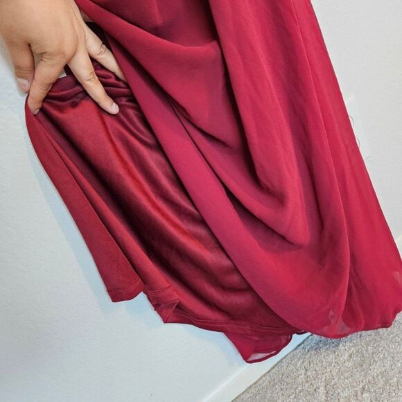 NWT Lulus | Mythical Kind of Love Wine Red Maxi Flowy Long Dress, Women's Small - Picture 10 of 11